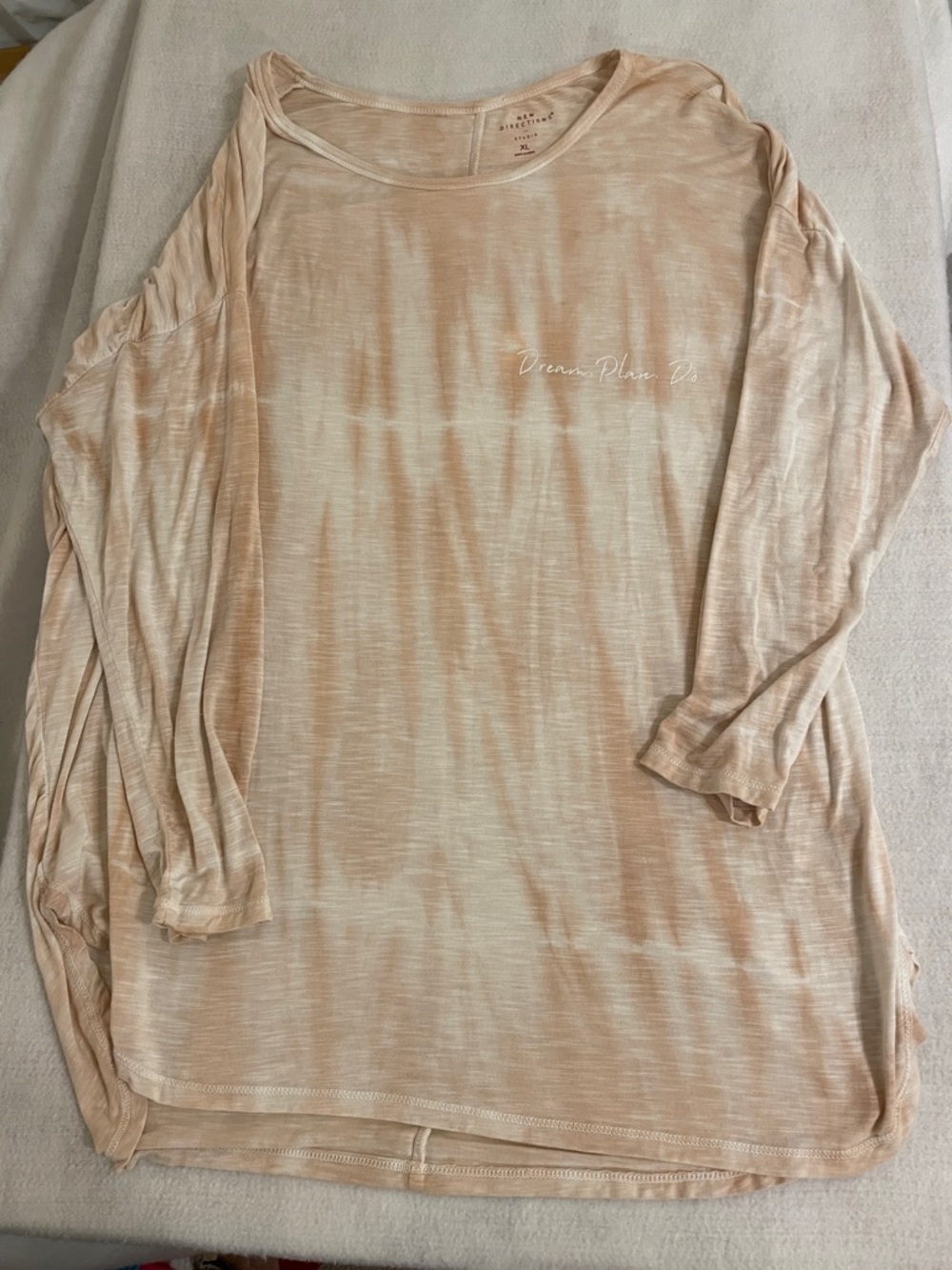 new directions Beige Tie-Dye Long Sleeve Top